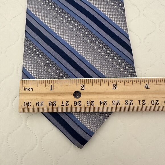 NORDSTROM Men's 100% Silk Necktie Classic USA Designer STRIPED Blue  Gray - Picture 6 of 6